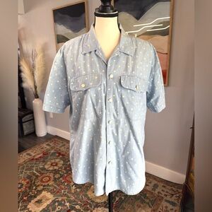 LizWear Blue Polka Dot Cotton Shirt